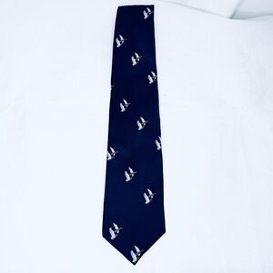Pintail Navy Blue Animal Print Ducks Mens Tie Necktie Silk Blend